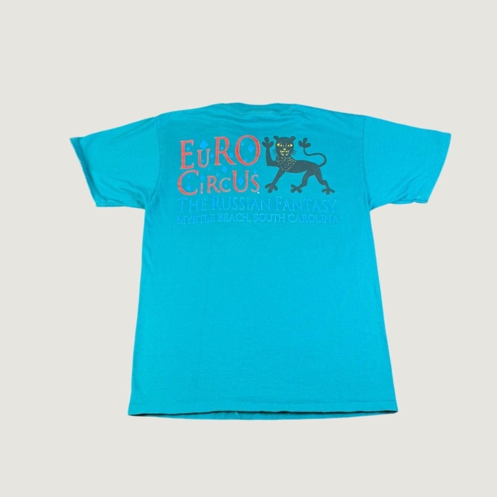 Vintage Tultex Euro Circus Myrtle Beach Russian Fantasy T-Shirt Teal Medium